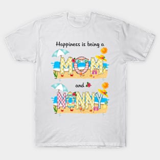 Happiness Is Being A Mom And Nanny Summer Beach Happy Mother's T-Shirt